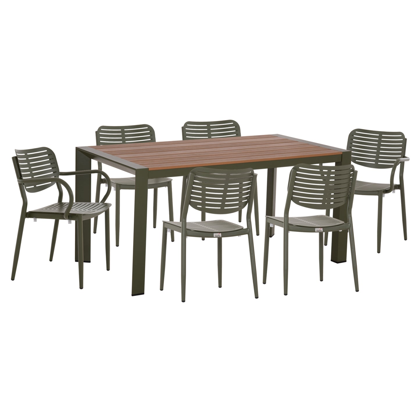 Outdoor Dining Set 7pcs Hilliard Hm10999.07 Olive Green Aluminum-polywood