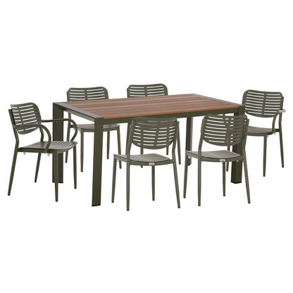 Outdoor Dining Set 7pcs Hilliard Hm10999.07 Olive Green Aluminum-polywood