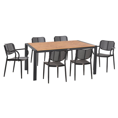 Outdoor Dining Set 7pcs Hilliard Hm10999.03 Anthracite Aluminum-polywood
