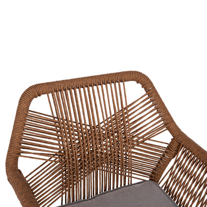 Outdoor Dining Set 7pcs Krum Hm21132 White Aluminum--p.e.twisted Rattan