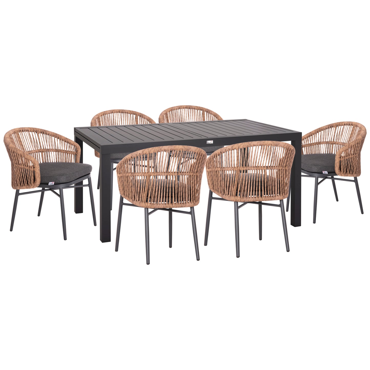 Outdoor Dining Set 7pcs Krum Hm21155 Dark Grey Aluminum-p.e.rattan