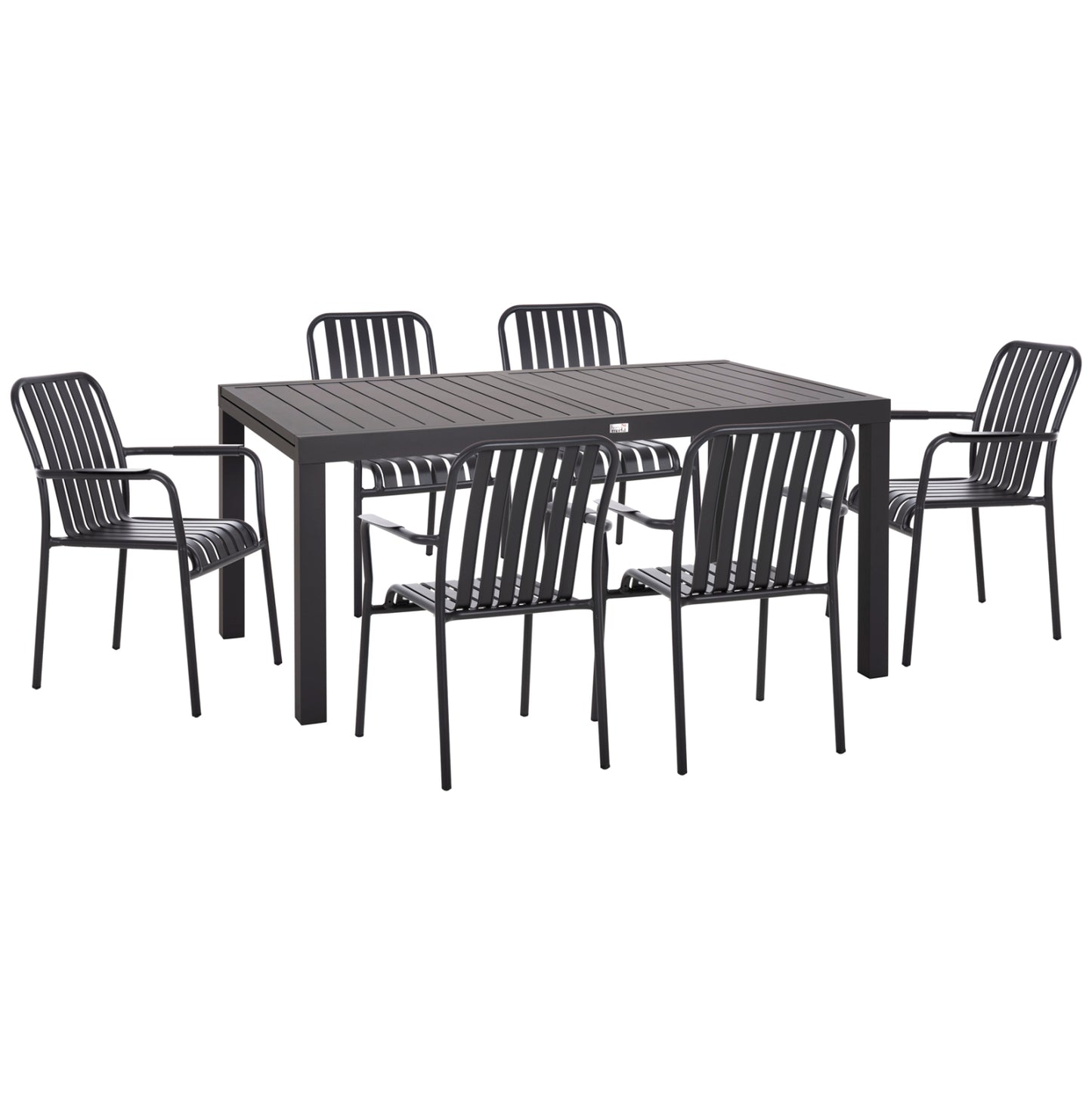 Outdoor Dining Set 7pcs Krum Hm21152 Dark Grey Aluminum