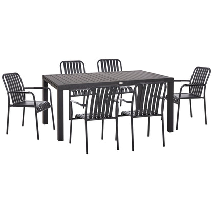Outdoor Dining Set 7pcs Krum Hm21152 Dark Grey Aluminum