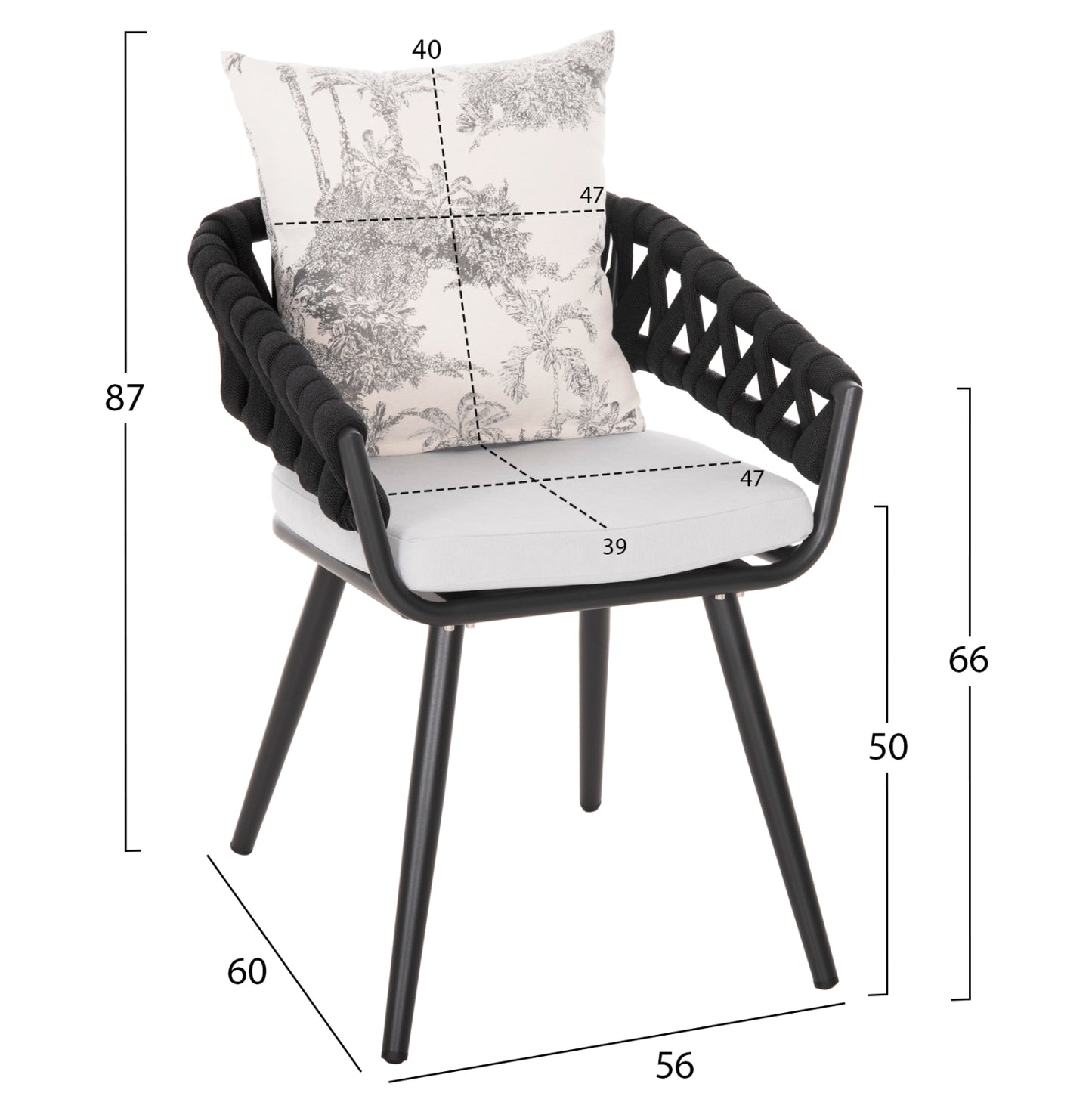Outdoor Dining Set 7pcs Krum Hm21156 Dark Grey Aluminum & P.e.rope