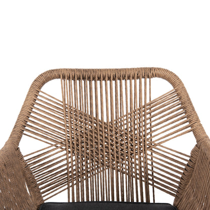 Outdoor Dining Set 7pcs Krum Hm21151 Dark Grey Aluminum-p.e.twisted Rattan