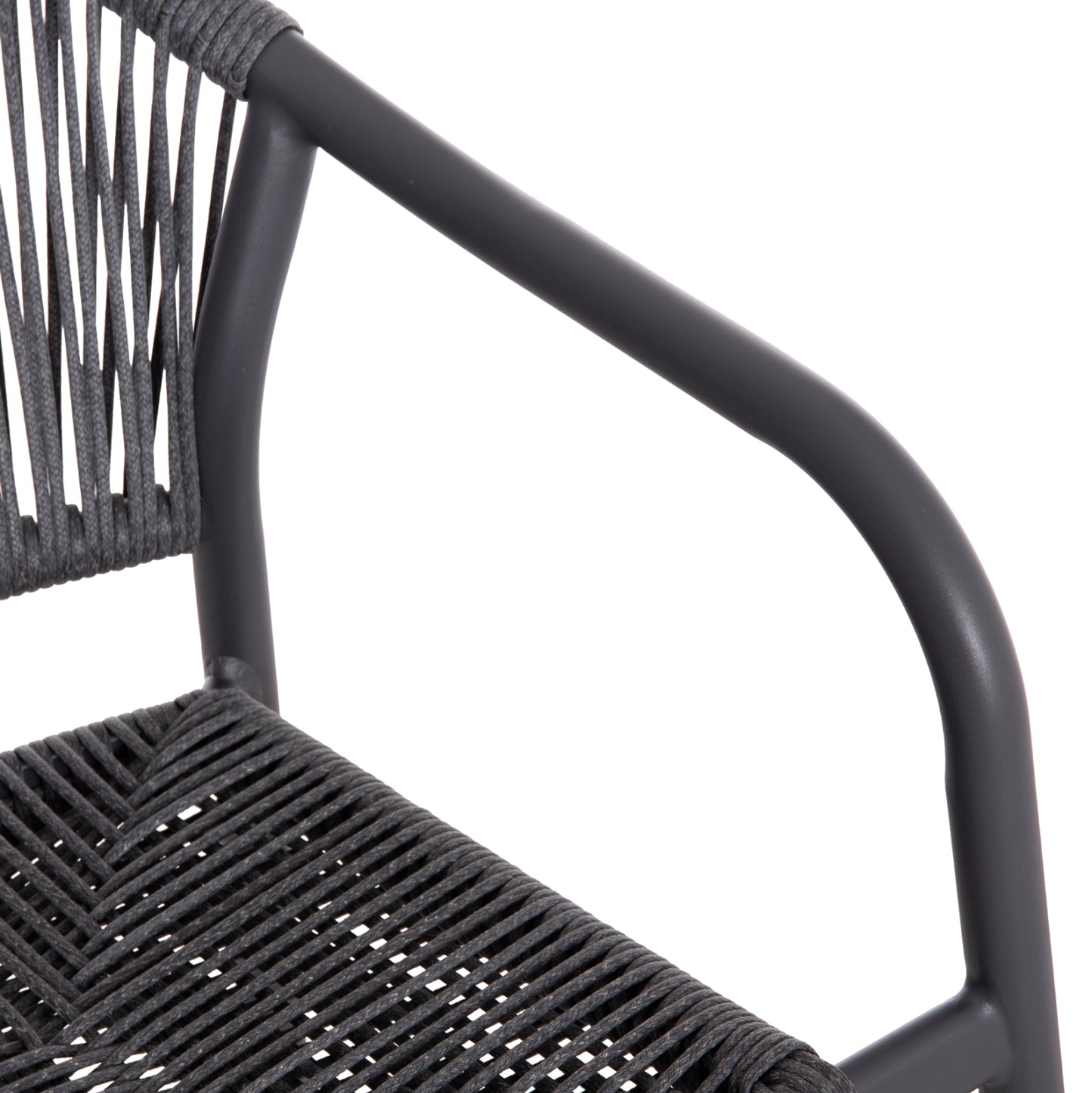Outdoor Dining Set 7pcs Krum Hm21153 Dark Grey Aluminum-p.e.twisted Rattan
