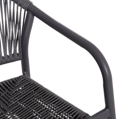 Outdoor Dining Set 7pcs Krum Hm21153 Dark Grey Aluminum-p.e.twisted Rattan