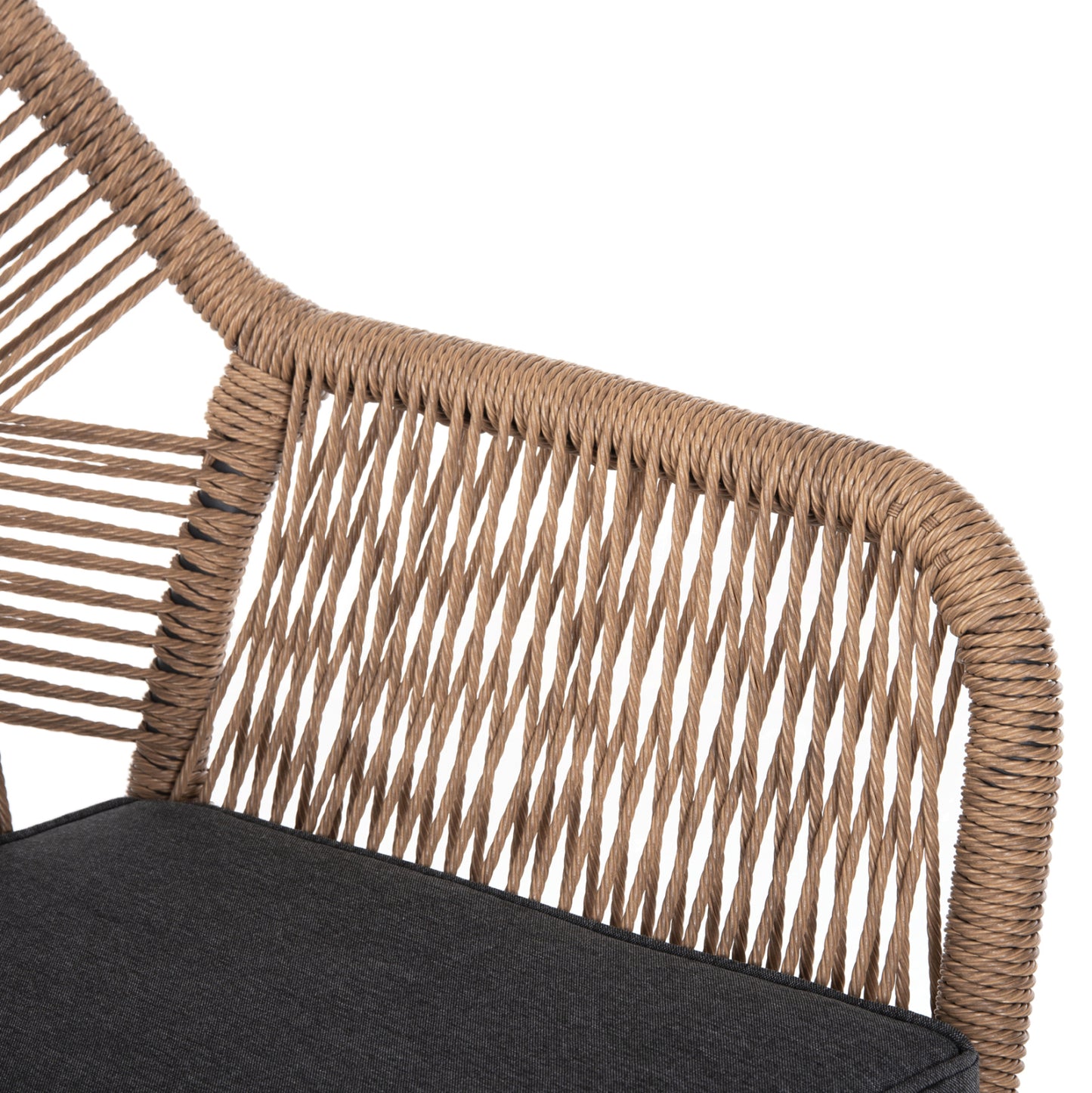 Outdoor Dining Set 7pcs Krum Hm21151 Dark Grey Aluminum-p.e.twisted Rattan