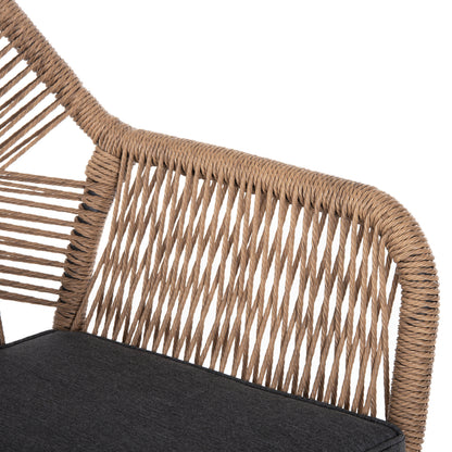 Outdoor Dining Set 7pcs Krum Hm21151 Dark Grey Aluminum-p.e.twisted Rattan
