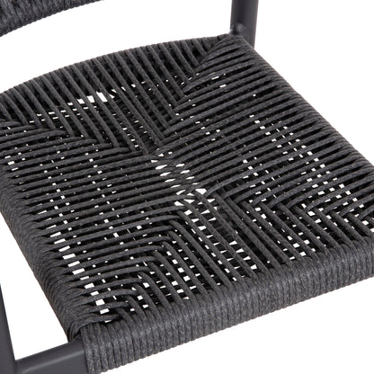 Outdoor Dining Set 7pcs Krum Hm21153 Dark Grey Aluminum-p.e.twisted Rattan