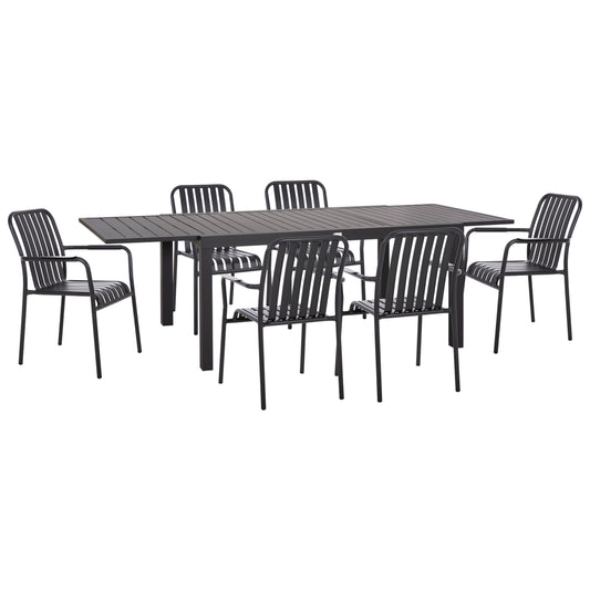 Outdoor Dining Set 7pcs Krum Hm21152 Dark Grey Aluminum