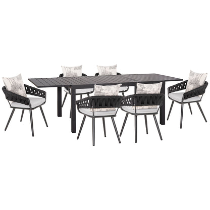 Outdoor Dining Set 7pcs Krum Hm21156 Dark Grey Aluminum & P.e.rope