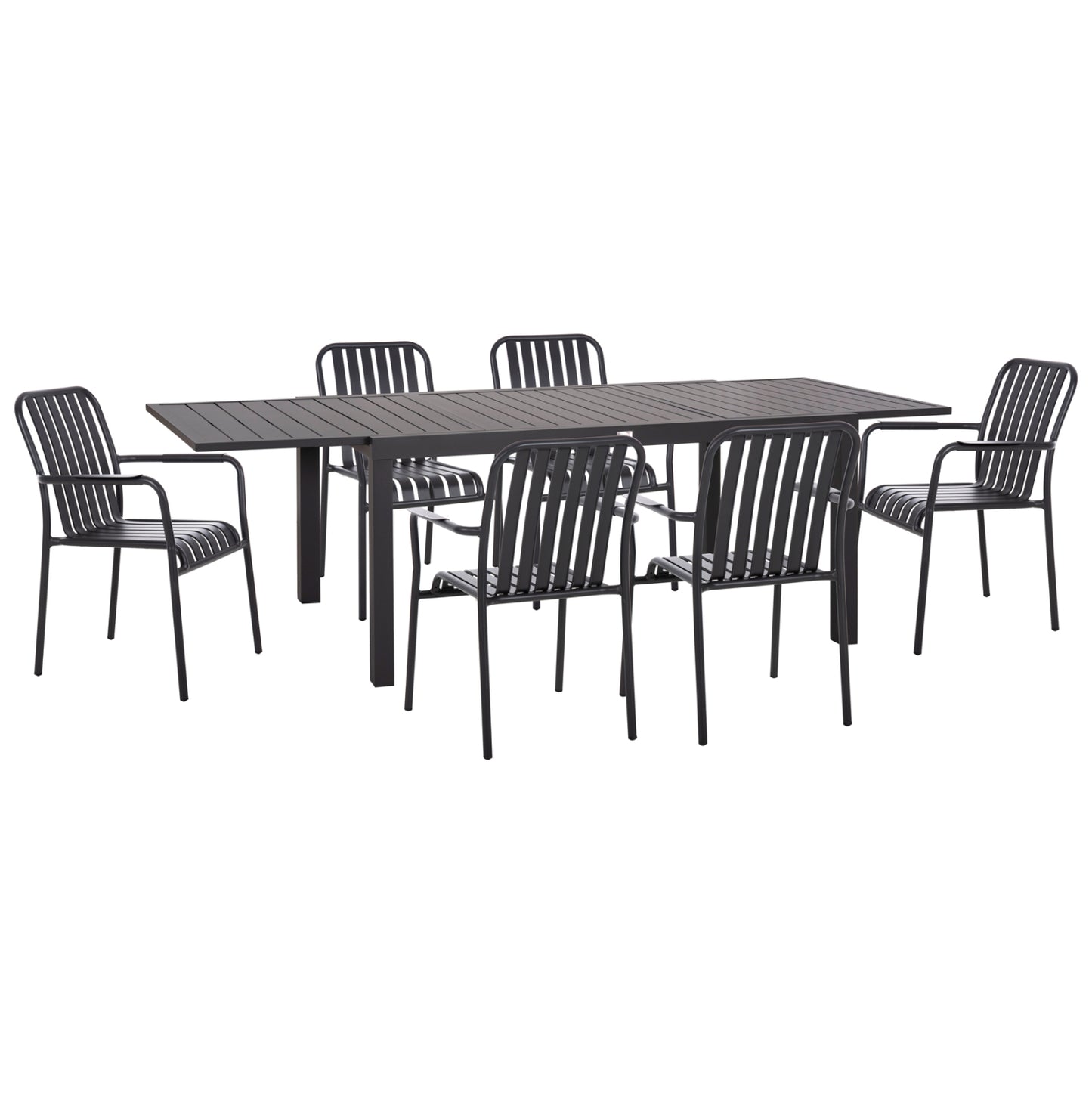 Outdoor Dining Set 7pcs Krum Hm21152 Dark Grey Aluminum