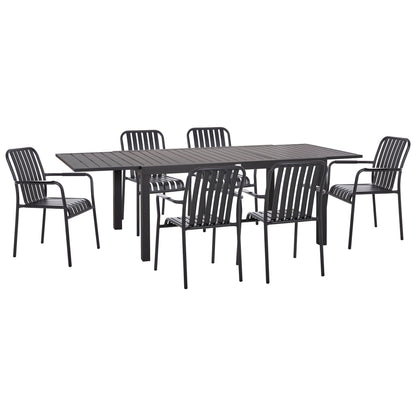 Outdoor Dining Set 7pcs Krum Hm21152 Dark Grey Aluminum
