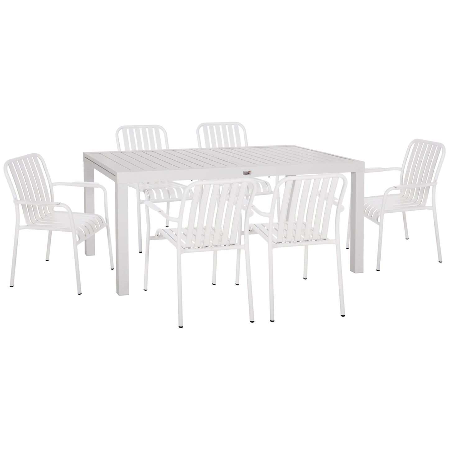 Outdoor Dining Set 7pcs Krum Hm21146 White Aluminum