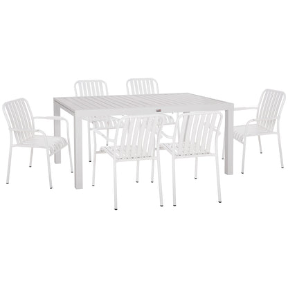 Outdoor Dining Set 7pcs Krum Hm21146 White Aluminum