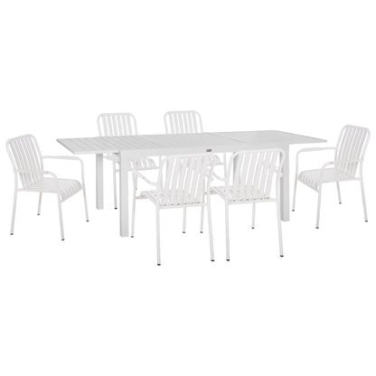 Outdoor Dining Set 7pcs Krum Hm21146 White Aluminum