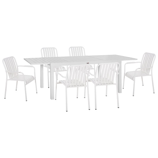 Outdoor Dining Set 7pcs Krum Hm21146 White Aluminum