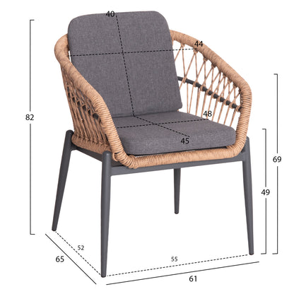 Outdoor Dining Set 7pcs Krum Hm21157 Dark Grey Aluminum--p.e. Rattan