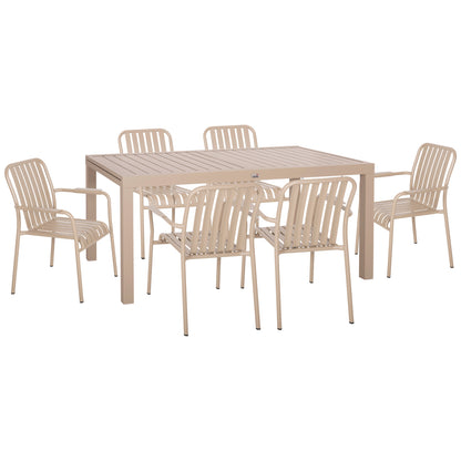 Outdoor Dining Set 7pcs Krum Hm21158 Aluminum In Champagne Color