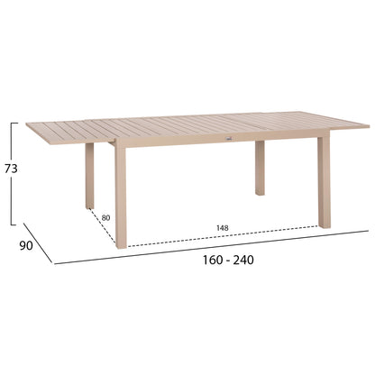Outdoor Dining Set 7pcs Krum Hm21158 Aluminum In Champagne Color