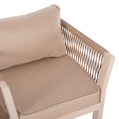 Outdoor Dining Set 7pcs Drimm Hm6119.01 Aluminum In Beige-hpl Grey Marble-capuccino Cushions And Rope