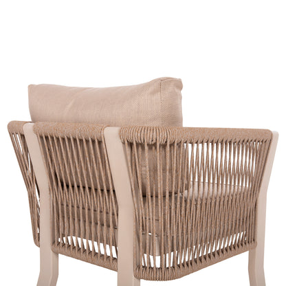 Outdoor Dining Set 7pcs Drimm Hm6119.01 Aluminum In Beige-hpl Grey Marble-capuccino Cushions And Rope