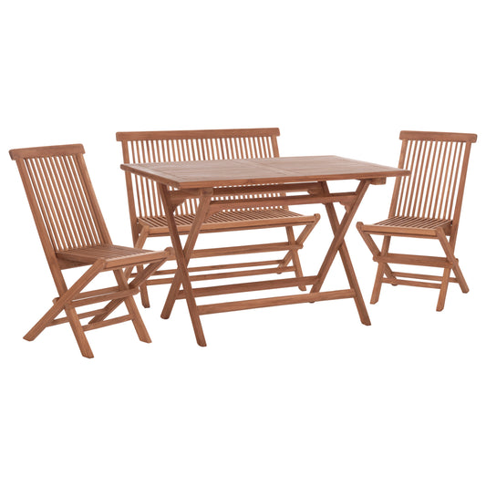 Outdoor Dining Set 4pcs Foldable Eris Hm10920 Teak Wood In Natural