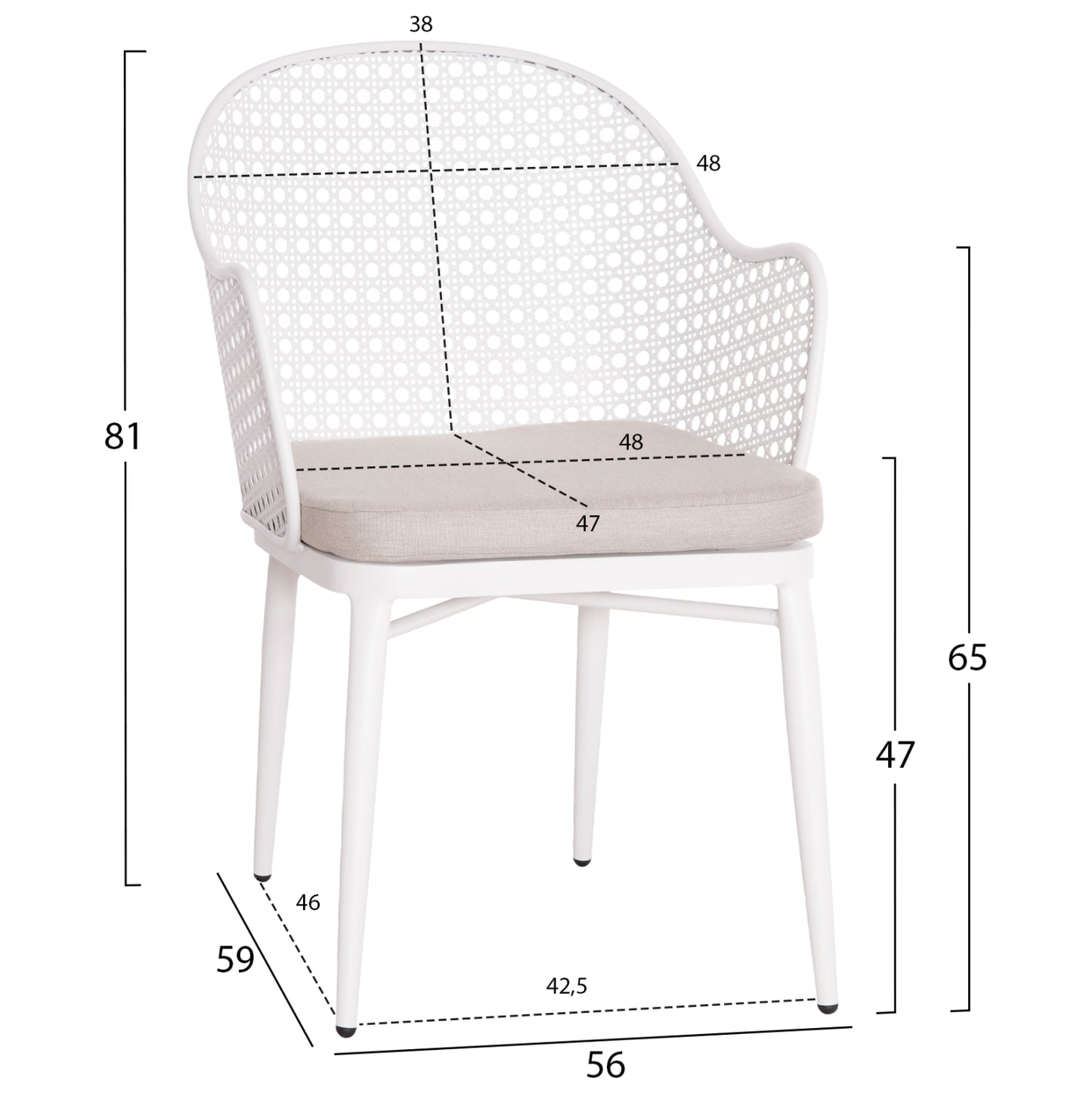 Outdoor Dining Set Krum Hm21147 Dining Table With 6 Armchairs--white Aluminum