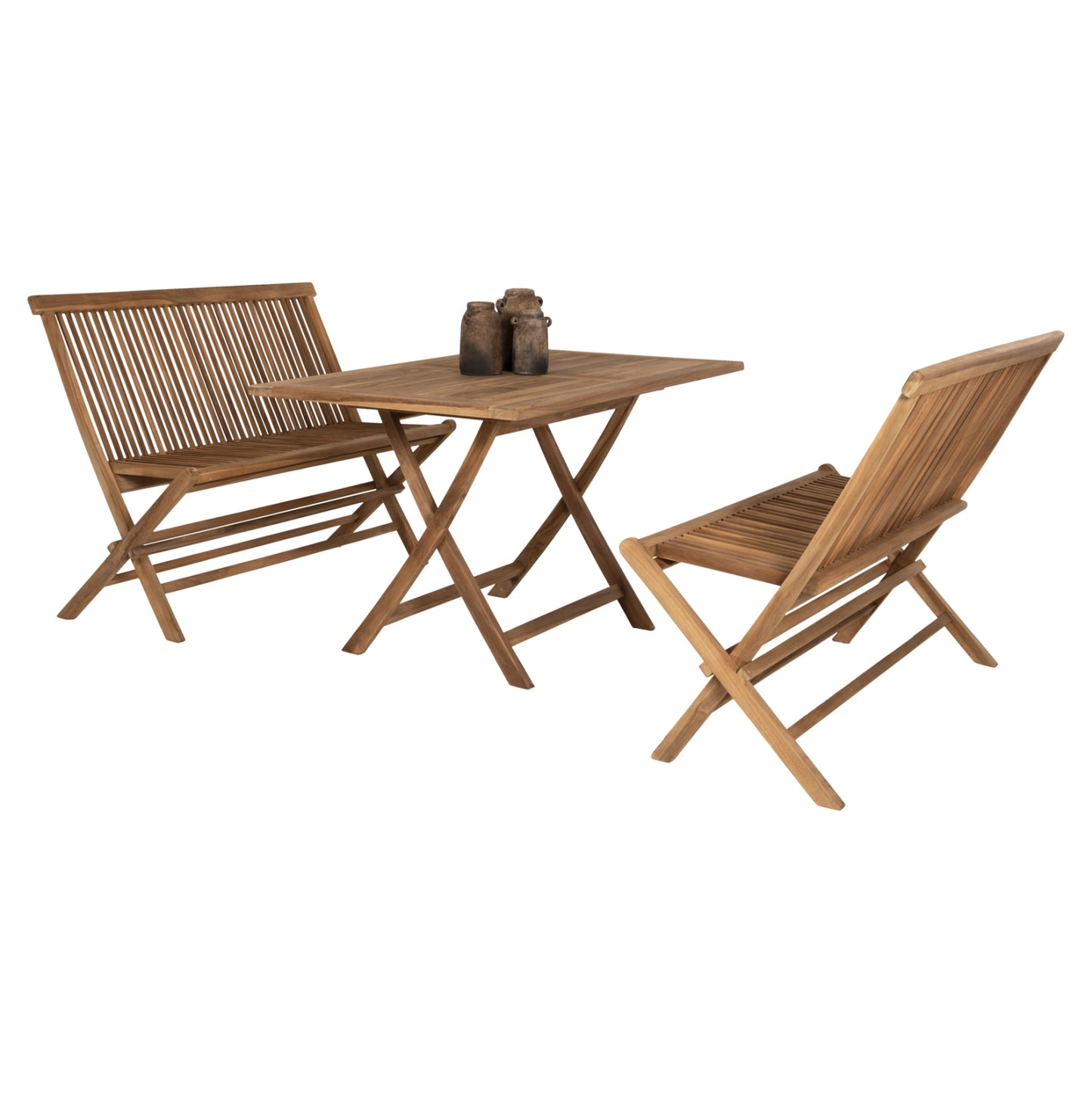 Outdoor Dining Set 3pcs Kendall Hm11952 Solid Teak Wood In Natural Color