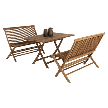 Outdoor Dining Set 3pcs Kendall Hm11952 Solid Teak Wood In Natural Color