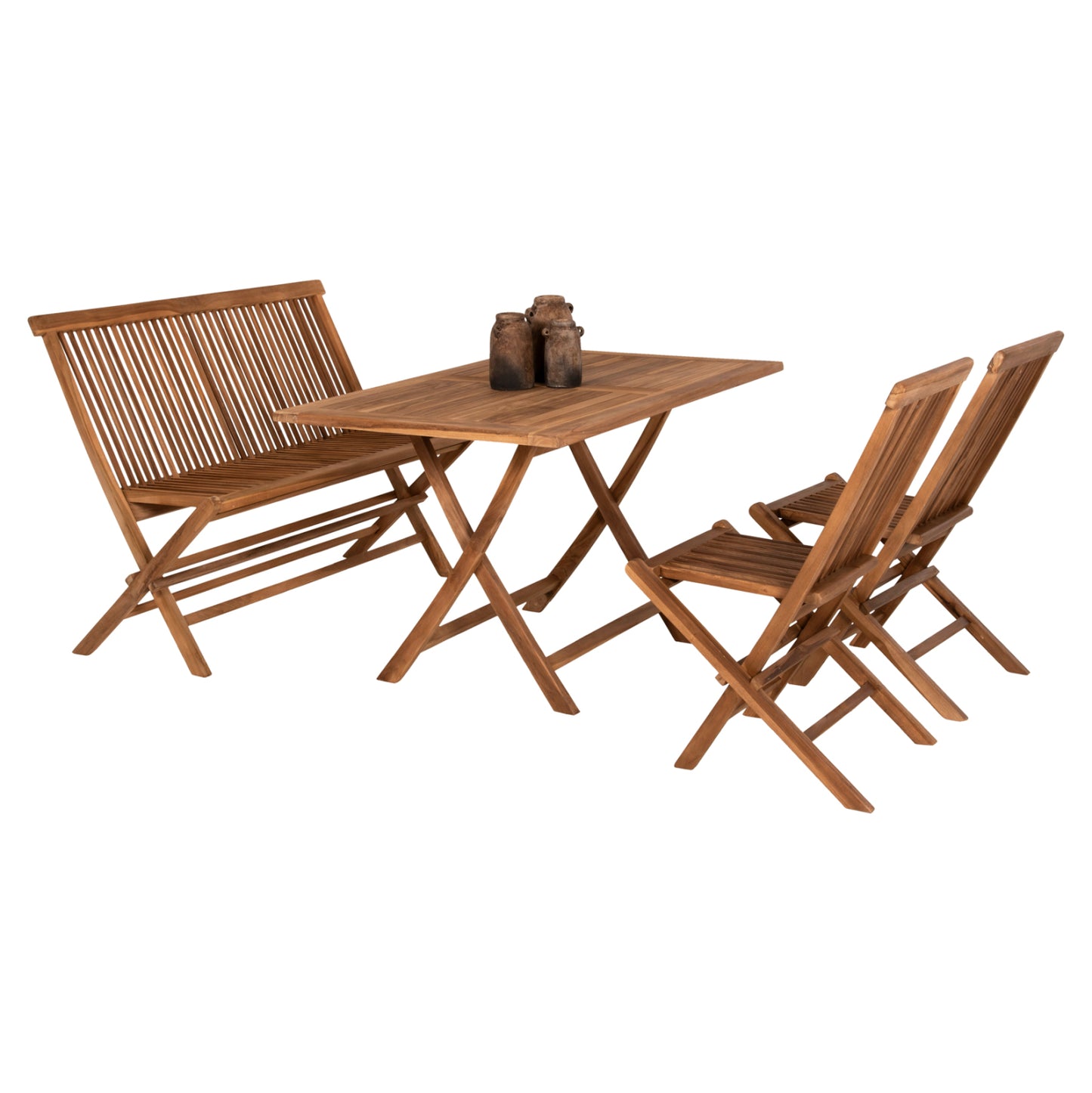 Outdoor Dining Set 4pcs Kendall Hm11953 Solid Teak Wood In Natural Color