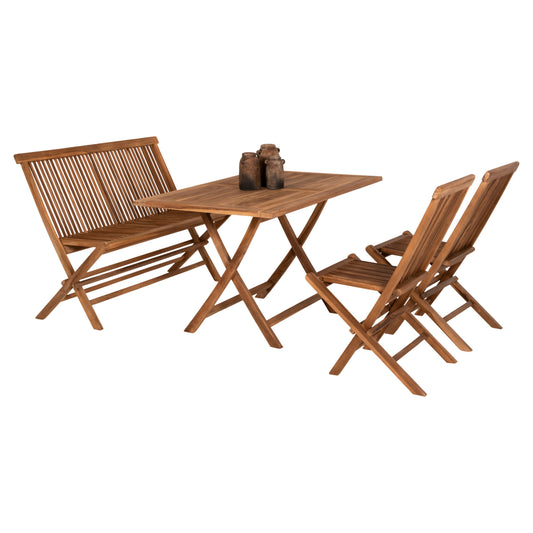 Outdoor Dining Set 4pcs Kendall Hm11953 Solid Teak Wood In Natural Color