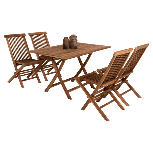 Outdoor Dining Set 5pcs Kendall Hm11955 Solid Teak Wood In Natural Color