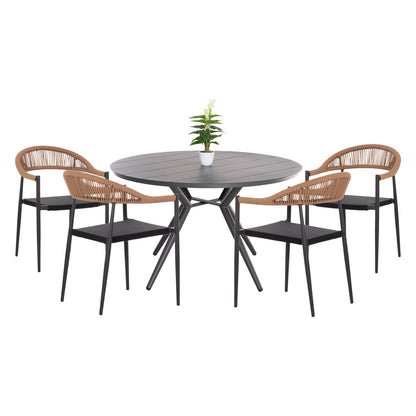 Outdoor Dining Set 5pcs Berg Hm21134 Dark Grey Aluminum--p.e.rattan