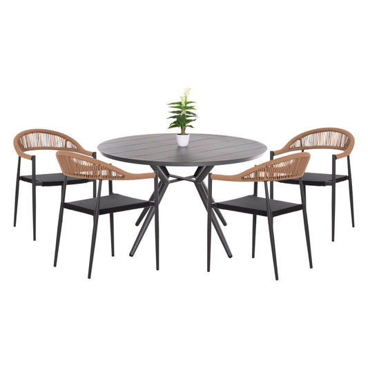 Outdoor Dining Set 5pcs Berg Hm21134 Dark Grey Aluminum--p.e.rattan