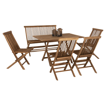 Outdoor Dining Set 6pcs Kendall Hm11954 Solid Teak Wood In Natural Color