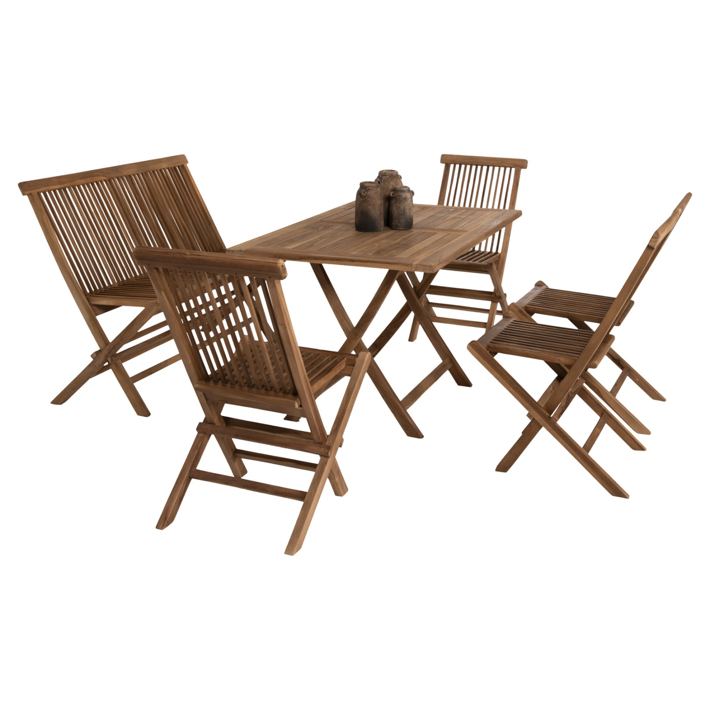 Outdoor Dining Set 6pcs Kendall Hm11954 Solid Teak Wood In Natural Color