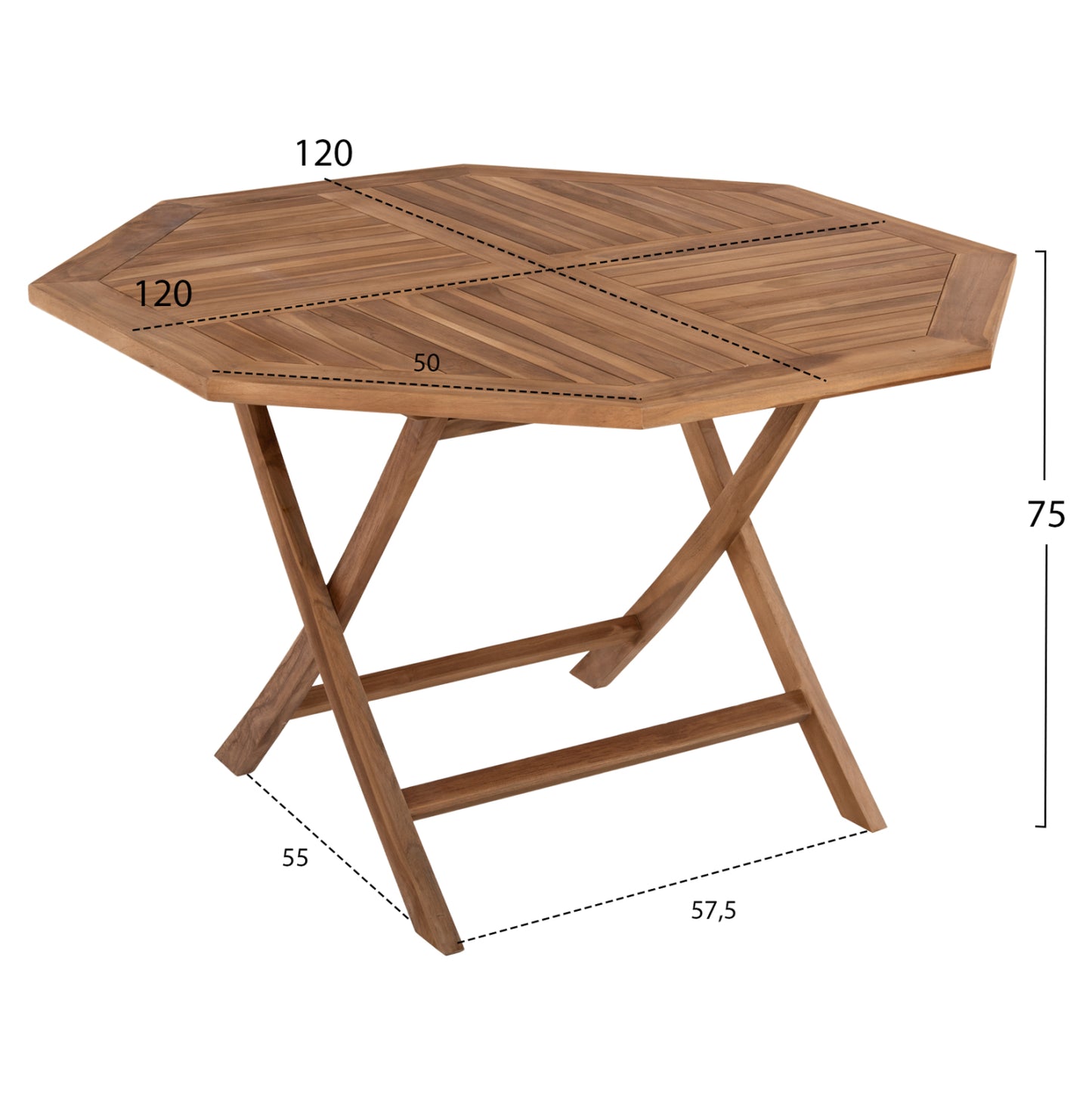 Outdoor Dining Set 5pcs Foldable Kendall Hm11950 Solid Teak Wood In Natural Color
