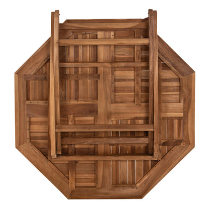 Outdoor Dining Set 5pcs Foldable Kendall Hm11950 Solid Teak Wood In Natural Color