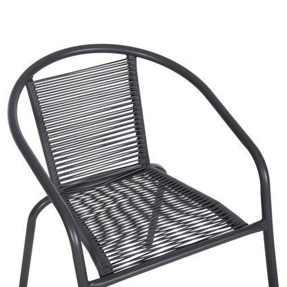 Outdoor 3pcs Dining Set Figo Hm10878.01 Metal & P.e.rattan In Grey