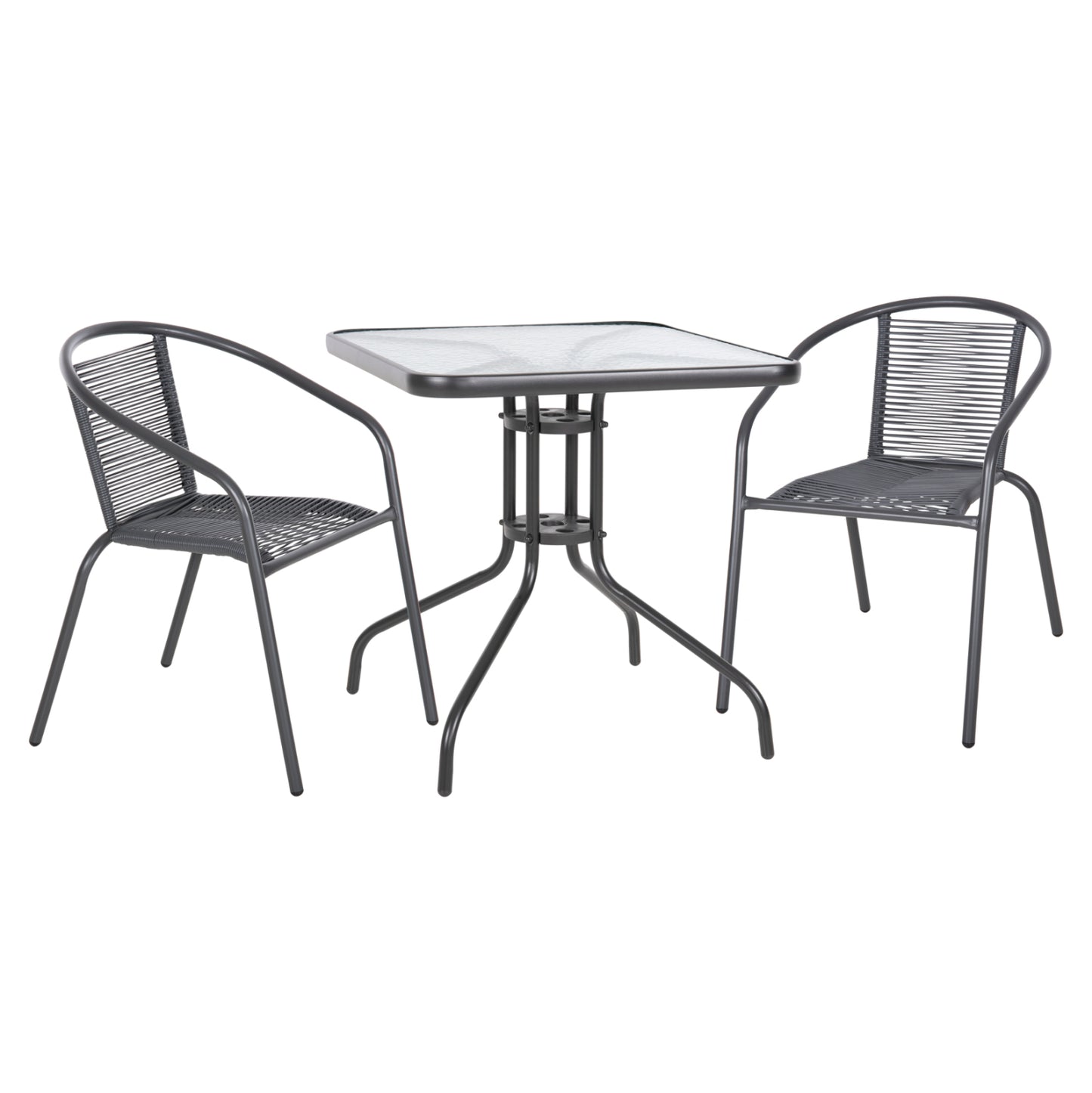 Outdoor 3pcs Dining Set Figo Hm10878.01 Metal & P.e.rattan In Grey