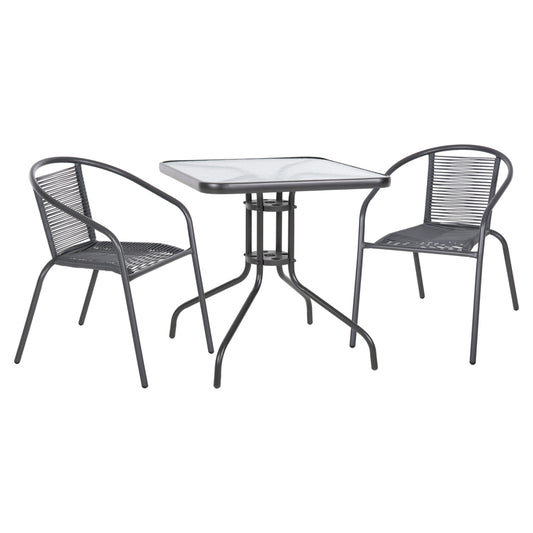 Outdoor 3pcs Dining Set Figo Hm10878.01 Metal & P.e.rattan In Grey