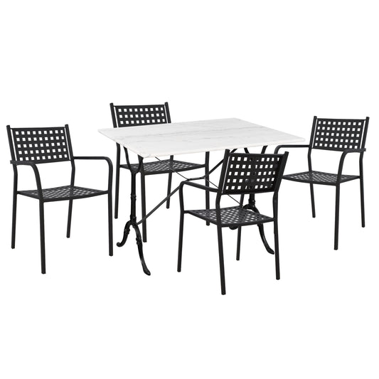 Outdoor Dining Set 5pcs Zeta Hm10872.01 Metal-marble-cast Iron