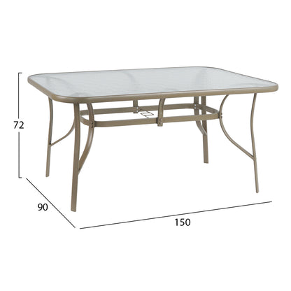 Outdoor 5pcs Dining Set Leon Hm10882.14 Table & 4 Armchairs--champagne Color