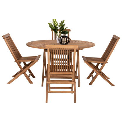 Outdoor Dining Set 5pcs Kendall Hm11956 Solid Teak Wood In Natural Color