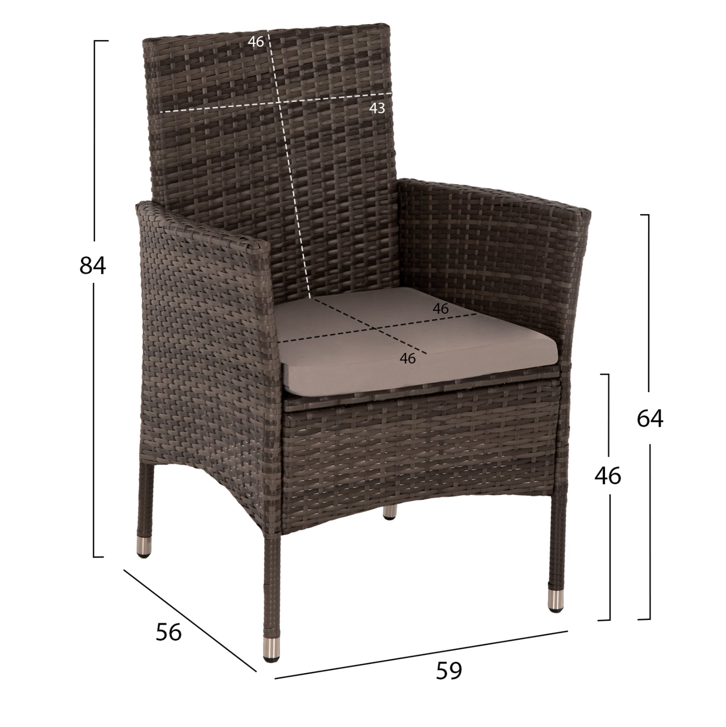 Outdoor Dining Set 5pcs Hm5965 Brown Rattan-metal Frame-glass Tabletop