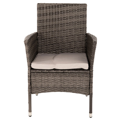 Outdoor Dining Set 5pcs Hm5965 Brown Rattan-metal Frame-glass Tabletop