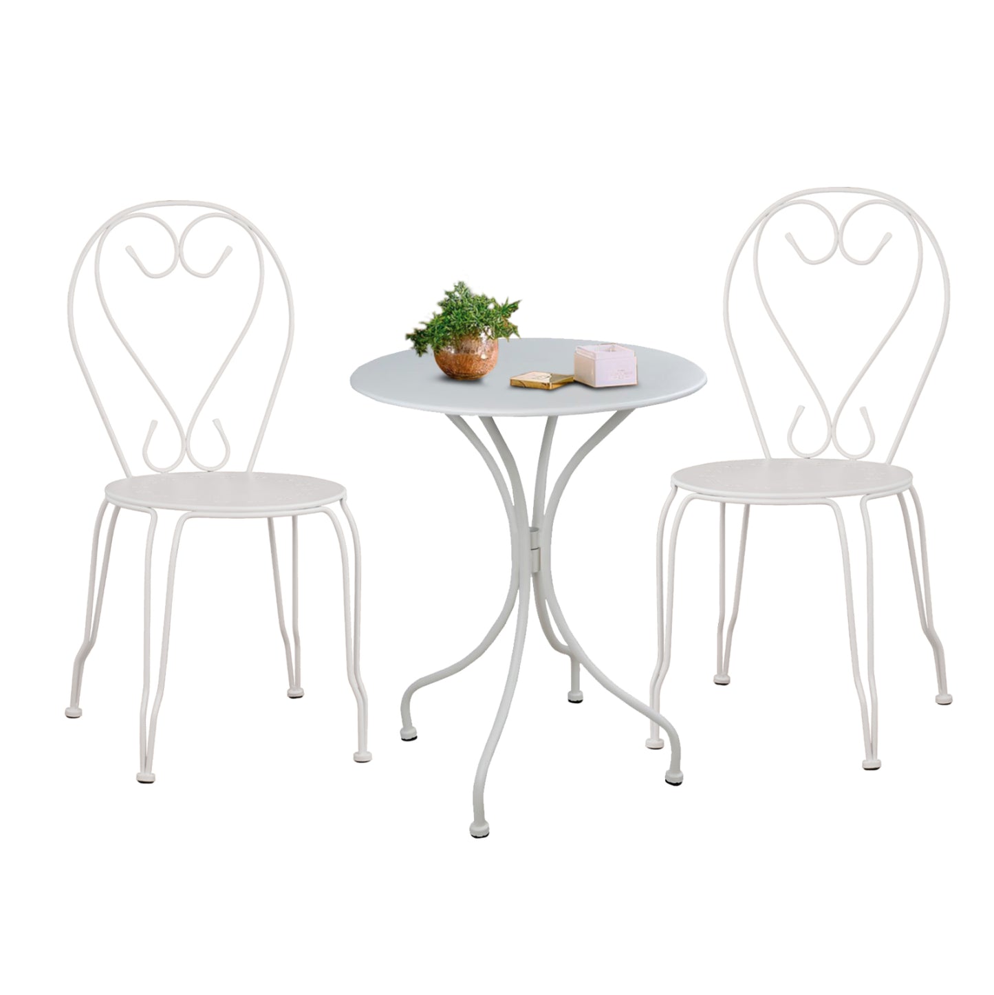 Outdoor Dining Set 3pcs Hm11875 Metallic White
