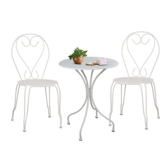Outdoor Dining Set 3pcs Hm11875 Metallic White